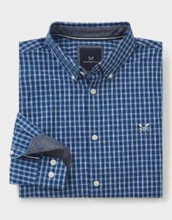 Small Scale Check Shirt 7 Small Scale Check Shirt -Crew Clothing MRB047 BLUE 3