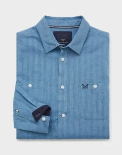 Cotton Herringbone Shirt -Crew Clothing MRB061 BLUES 3