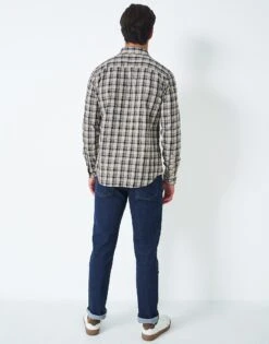 Marl Brushed Fleece Check Shirt -Crew Clothing MRB062 NEUTRAL 2