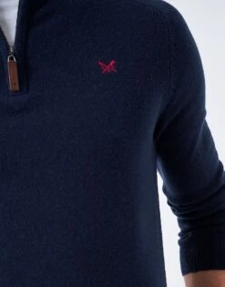 Merino Cashmere Half Zip Jumper 8 Merino Cashmere Half Zip Jumper -Crew Clothing MRC078 DKNAVY 3