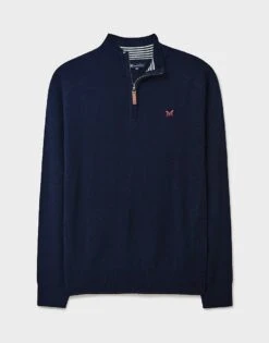 Merino Cashmere Half Zip Jumper 9 Merino Cashmere Half Zip Jumper -Crew Clothing MRC078 DKNAVY 4