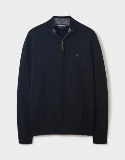 Black Half Zip Knit Jumper -Crew Clothing MRC126 BLACK 3