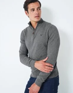 Grey Half Zip Knit Jumper