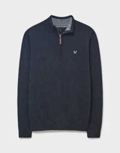 Classic Half Zip Knit Jumper 7 Classic Half Zip Knit Jumper -Crew Clothing MRC126 WASHDBLCK 3