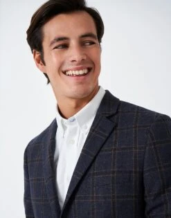 Wool Check Blazer 9 Wool Check Blazer -Crew Clothing MSA023 DARKNAVY 3