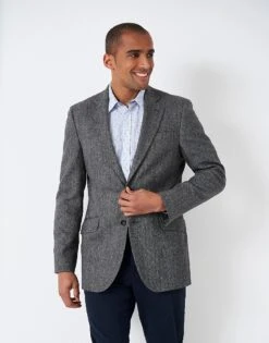 Wool Herringbone Blazer -Crew Clothing MSA024 GREY 3