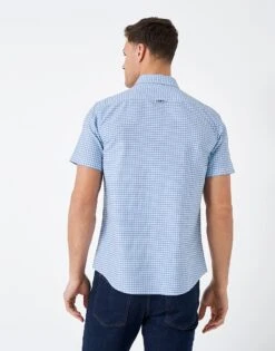 Short Sleeve Gingham Check Shirt -Crew Clothing MSB007 BLUEWHITE 2