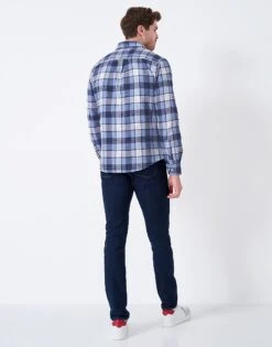 Brushed Cotton Marl Flannel Check Shirt -Crew Clothing MSB019 BLUPURP 2