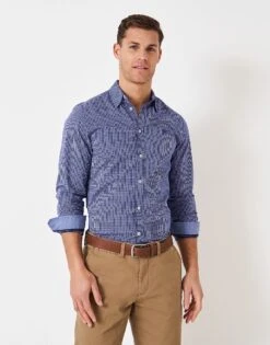 Stretch Fit Mini Grid Check Shirt