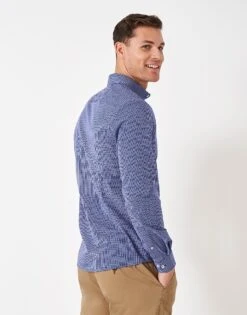 Stretch Fit Mini Grid Check Shirt 7 Stretch Fit Mini Grid Check Shirt -Crew Clothing MSB030 NAVY 2