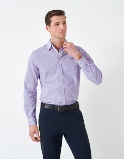 Stretch Fit Mini Grid Check Shirt