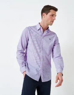 Stretch Fit Mini Grid Check Shirt 8 Stretch Fit Mini Grid Check Shirt -Crew Clothing MSB030 PINK 3