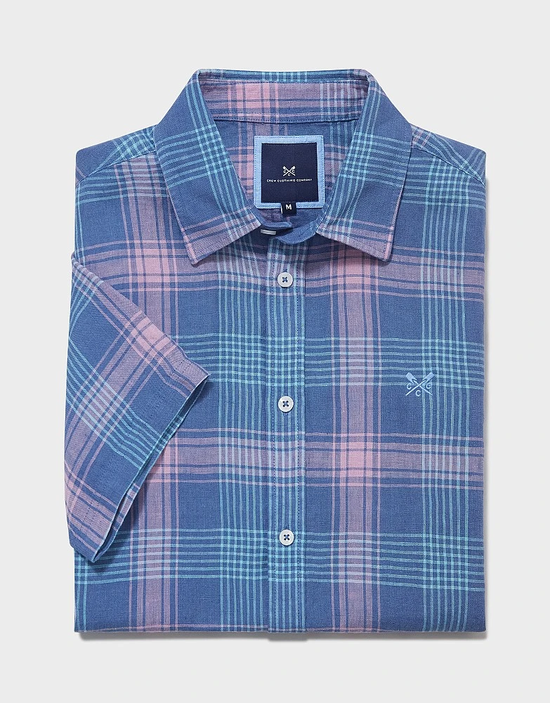 Short Sleeve Linen Check Shirt 5 Short Sleeve Linen Check Shirt - Image 5