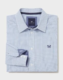 Mini Grid Check Week Shirt -Crew Clothing MSB048 WHITEBLUE 6
