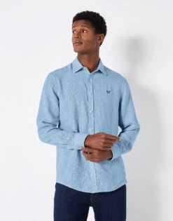 Long Sleeve Linen Puppytooth Shirt