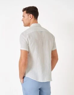 Short Sleeve Linen Shirt -Crew Clothing MSB056 WHITE 2