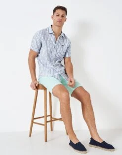 Short Sleeve Linen Stripe Shirt