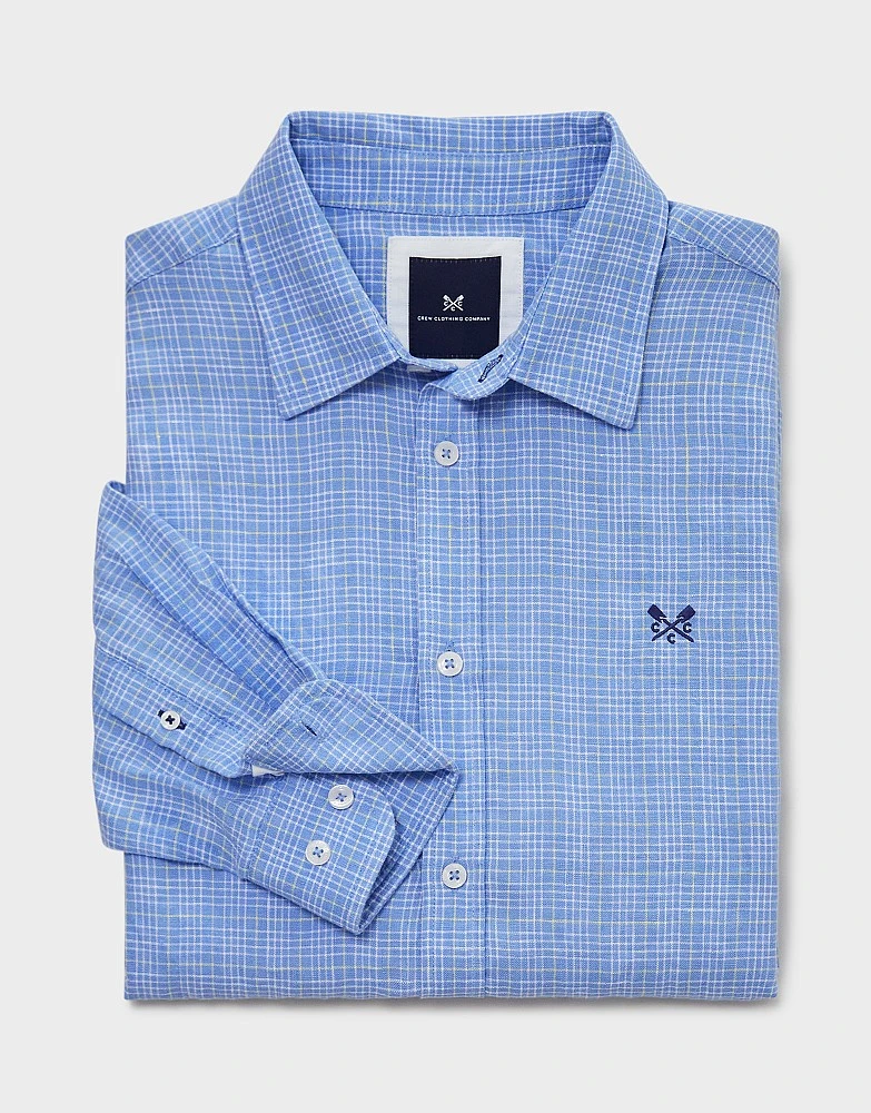 Long Sleeve Linen Check Shirt 5 Long Sleeve Linen Check Shirt - Image 5