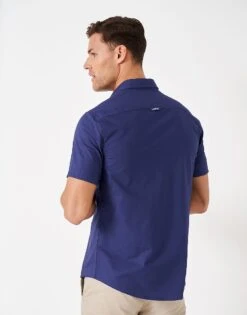 Short Sleeve Oxford Shirt 7 Short Sleeve Oxford Shirt -Crew Clothing MSB071 TWIBLUE 2