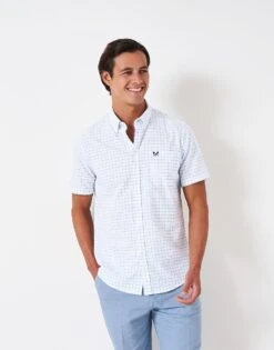 Short Sleeve Grid Check Oxford Shirt