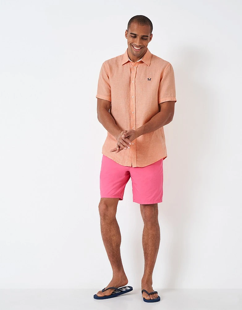 Short Sleeve Linen Grid Check Shirt 2 Short Sleeve Linen Grid Check Shirt - Image 2