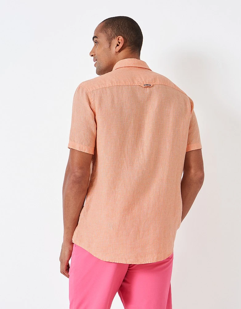 Short Sleeve Linen Grid Check Shirt 3 Short Sleeve Linen Grid Check Shirt - Image 3