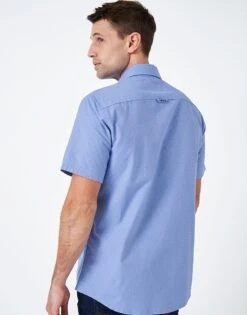 Short Sleeve Cotton Dobby Shirt -Crew Clothing MSB087 BLUE 2