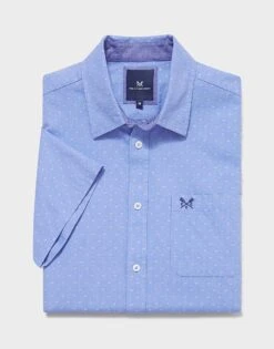 Short Sleeve Cotton Dobby Shirt -Crew Clothing MSB087 BLUE 6