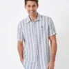 Short Sleeve Linen Bold Stripe Shirt