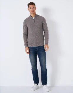 Double Lattice Stitch Half Zip Jumper