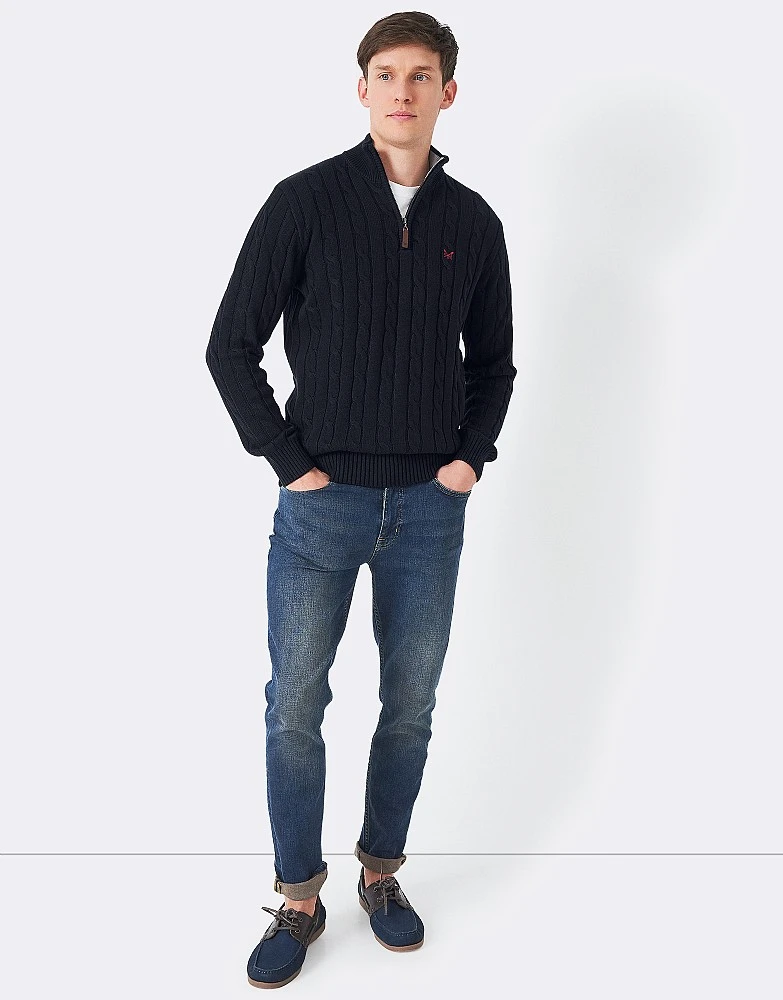 Navy Regatta Cable Knit Half Zip Jumper 2 Navy Regatta Cable Knit Half Zip Jumper - Image 2
