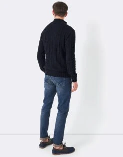 Navy Regatta Cable Knit Half Zip Jumper 6 Navy Regatta Cable Knit Half Zip Jumper -Crew Clothing MSC041 DKNAVY 2