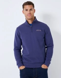 Waterside Half Zip Sweatshirt -Crew Clothing MSD029 TWIBLUE 2