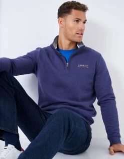 Waterside Half Zip Sweatshirt -Crew Clothing MSD029 TWIBLUE 3