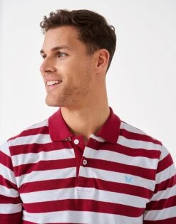 Stripe Polo Shirt -Crew Clothing MSE025 CHERRIESWH 3