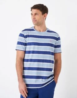 Haxby Stripe T-Shirt -Crew Clothing MSE050 BLUNAVYWHT 3