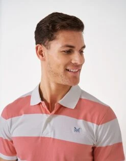 Waverney Stripe Polo Shirt -Crew Clothing MSE071 WHITEPINK 3