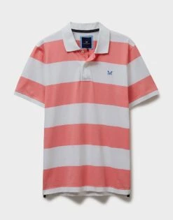 Waverney Stripe Polo Shirt -Crew Clothing MSE071 WHITEPINK 4
