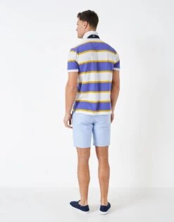 30th Collection Beadon Stripe Polo Shirt -Crew Clothing MSE304 WHTAMPBLU 2
