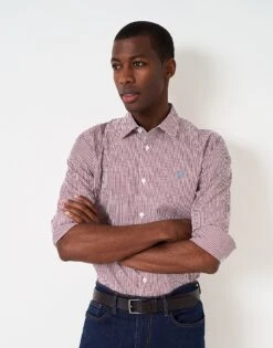 Crew Classic Fit Micro Gingham Shirt -Crew Clothing MTB003 BURGWHI 3