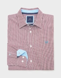 Crew Classic Fit Micro Gingham Shirt -Crew Clothing MTB003 BURGWHI 6