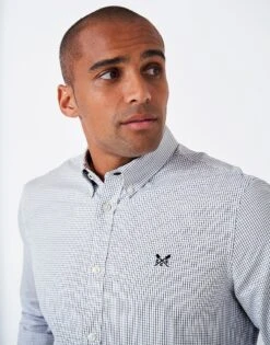 Slim Fit Mini Grid Check Shirt -Crew Clothing MTB024 WHTULTRAM 2