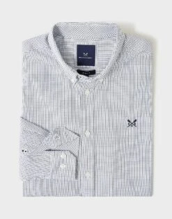 Slim Fit Mini Grid Check Shirt -Crew Clothing MTB024 WHTULTRAM 6