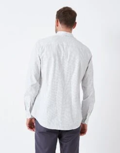 Stretch Tattersal Shirt -Crew Clothing MTB026 WHTGREYS 2