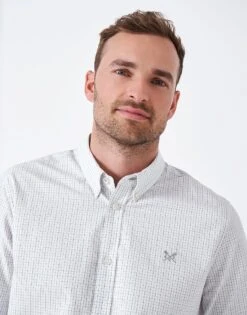 Stretch Tattersal Shirt -Crew Clothing MTB026 WHTGREYS 3