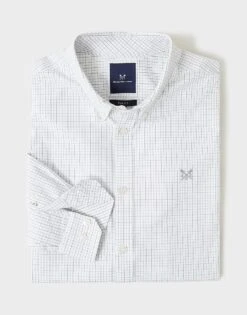Stretch Tattersal Shirt -Crew Clothing MTB026 WHTGREYS 6