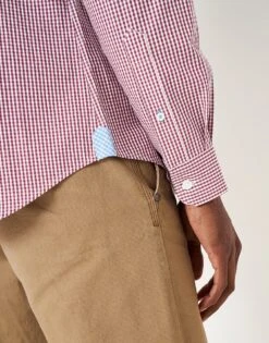 Crew Slim Fit Micro Gingham Shirt -Crew Clothing MTB061 BURGWHI 3