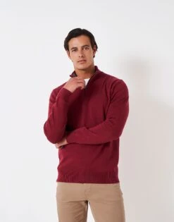 Organic Classic Half Zip Jumper -Crew Clothing MTC126 CORDOVAN 3