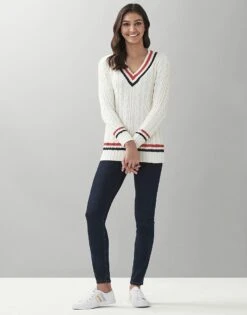 Oval Jumper -Crew Clothing WOD060 WHITERED 2