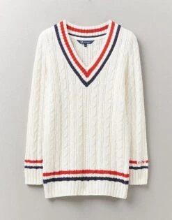 Oval Jumper -Crew Clothing WOD060 WHITERED 5